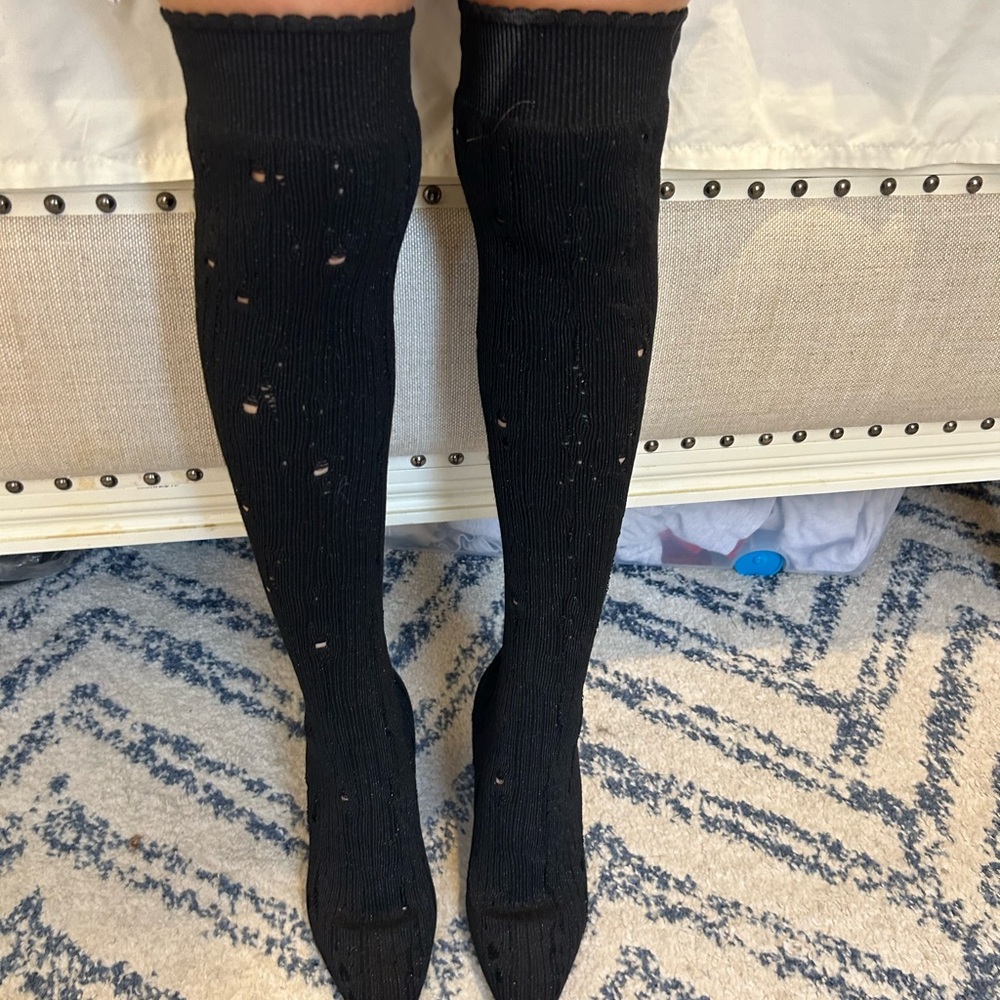 Red bottom sock heels